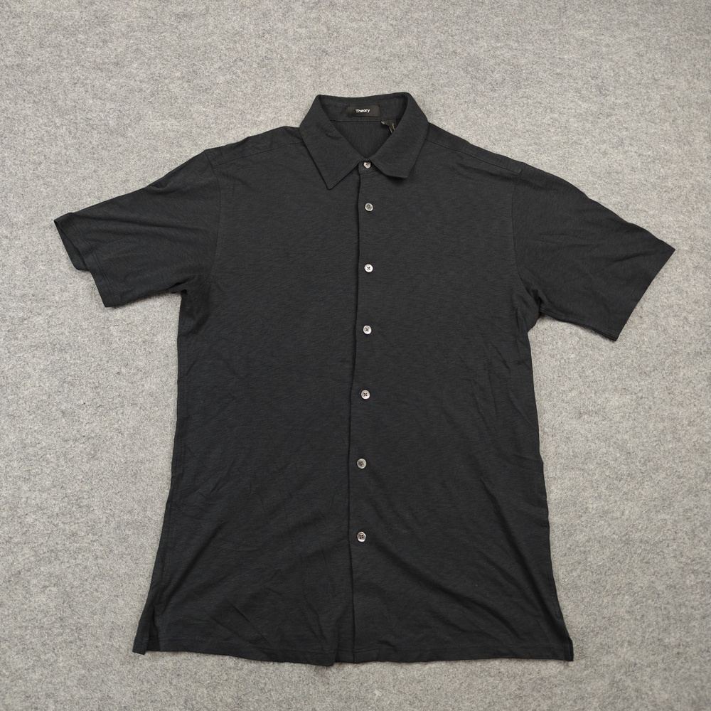 Theory Shirt Mens XS Extra Small Gray Cotton Jersey Button-Up Slim Fit